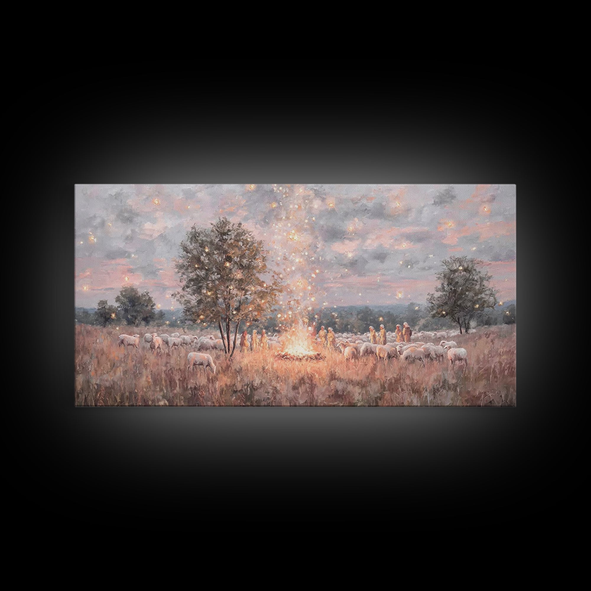 Glory In The Field | Framed Canvas Print | Christian Art Canvas | Christmas Art | Christian Wall Art | Jesus Painting | Christian Christmas