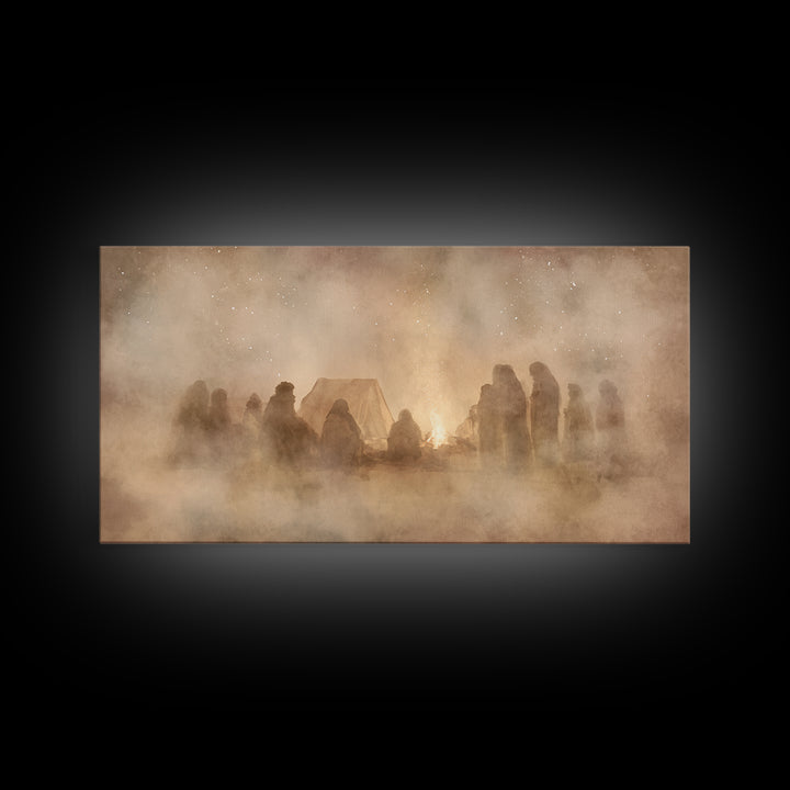 Silent Star Gathering | Framed Canvas Print | Christian Wall Art | Jesus Painting | Christmas Art | Christian Christmas Art | Christian Art