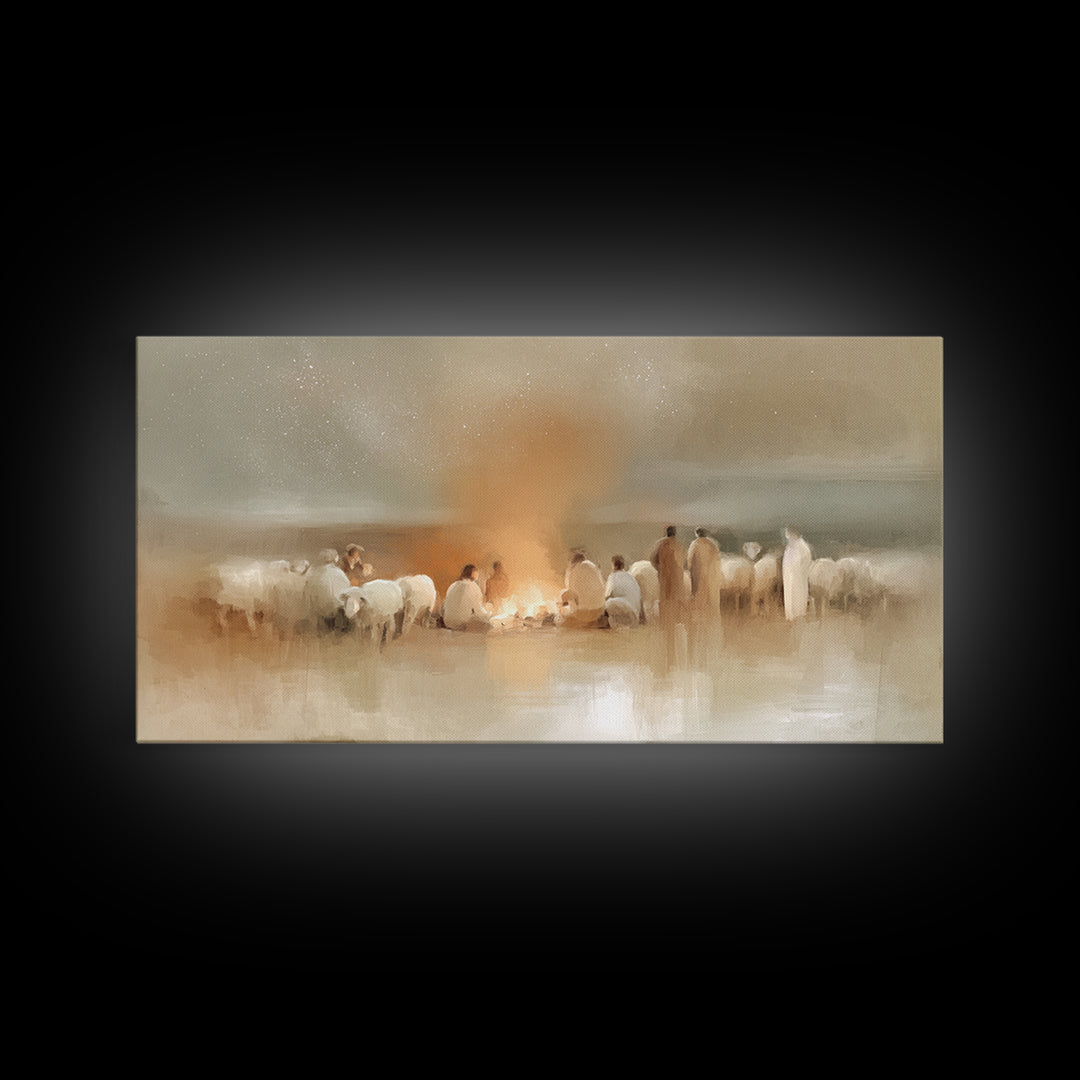 Starborn Vigil | Framed Canvas Print | Christian Wall Art | Christmas Art | Jesus Painting | Christian Christmas Art | Christian Art Canvas