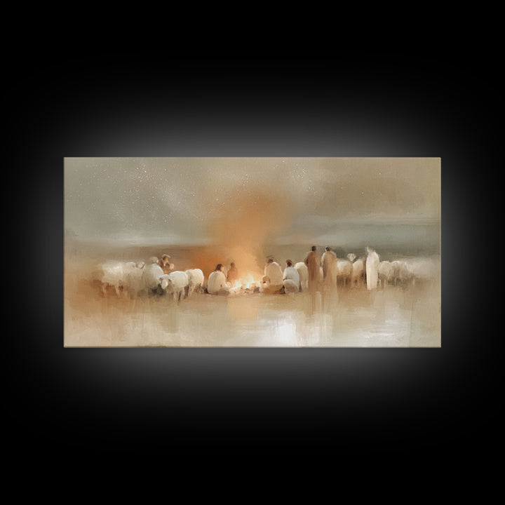 Starborn Vigil | Framed Canvas Print | Christian Wall Art | Christmas Art | Jesus Painting | Christian Christmas Art | Christian Art Canvas