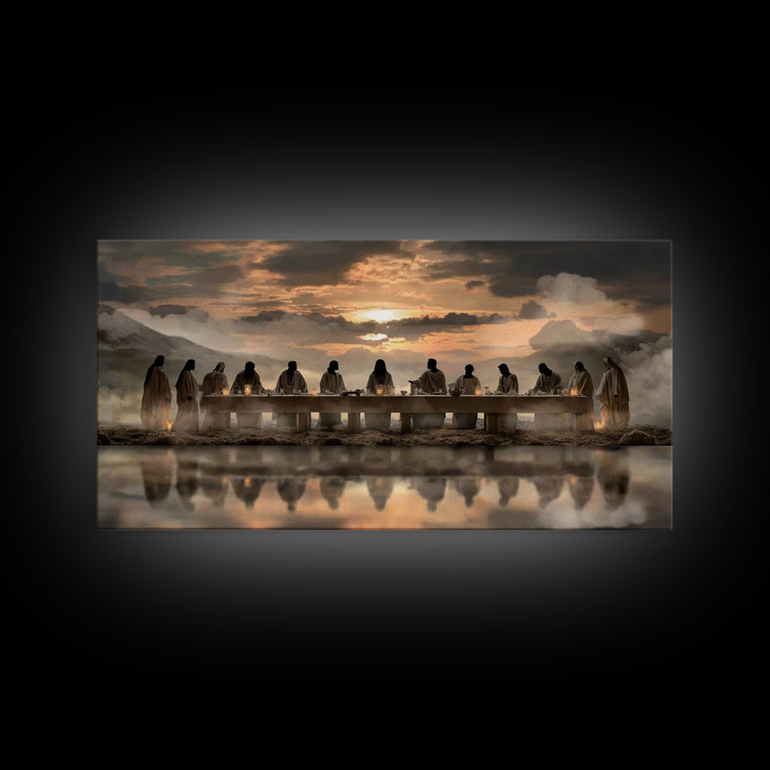 Sacred Supper Horizon – Framed Canvas Print – Christian Wall Art – Christian Art Canvas – Jesus Painting – Christian Christmas Art – Christ