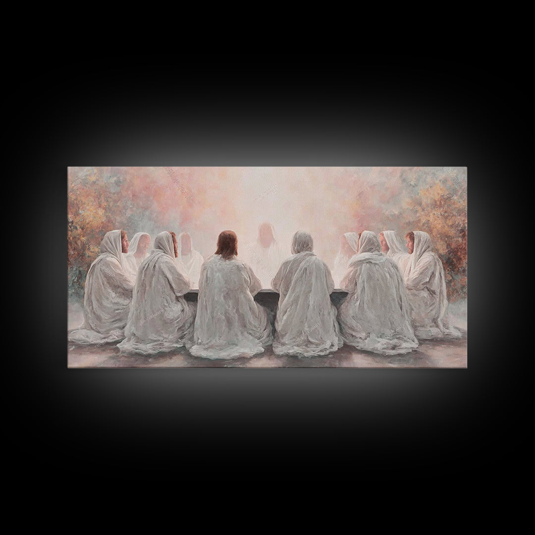 Celestial Feast, Framed Canvas Print, Christian Art Print, Christian Wall Art, Jesus Painting, Christian Christmas Decor, Christian Gift