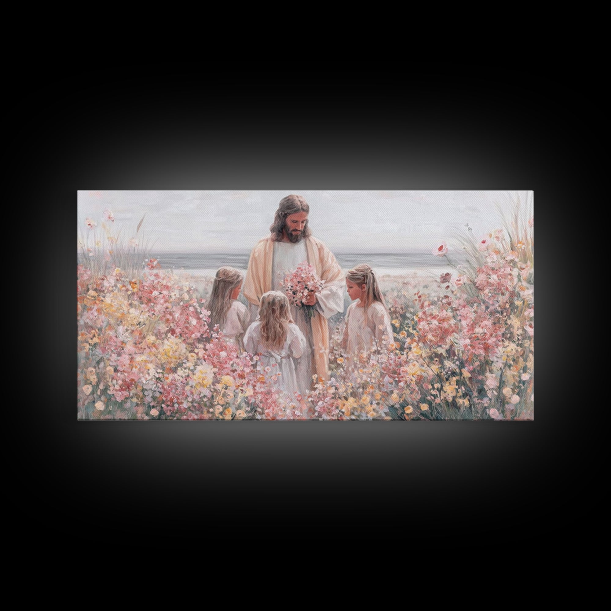 Blossoms Of Grace – Framed Canvas Print – Christian Wall Art – Jesus Painting – Christian Art Canvas – Christian Decor – Christian Gift Ide