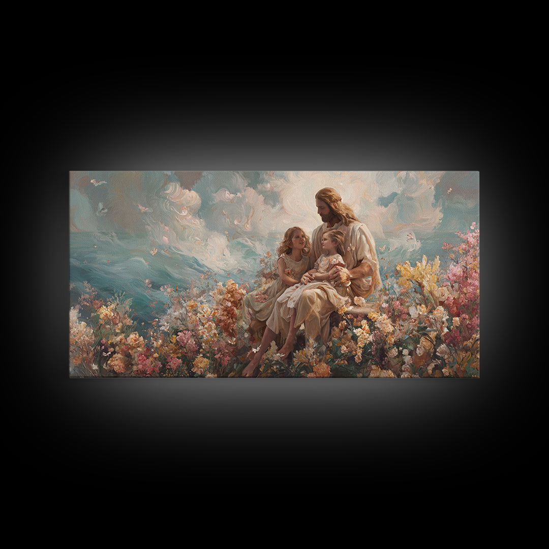 Waves Of Mercy | Framed Canvas Print | Christian Wall Art | Christian Art Canvas | Jesus Painting | Christian Decor | Modern Christian Art