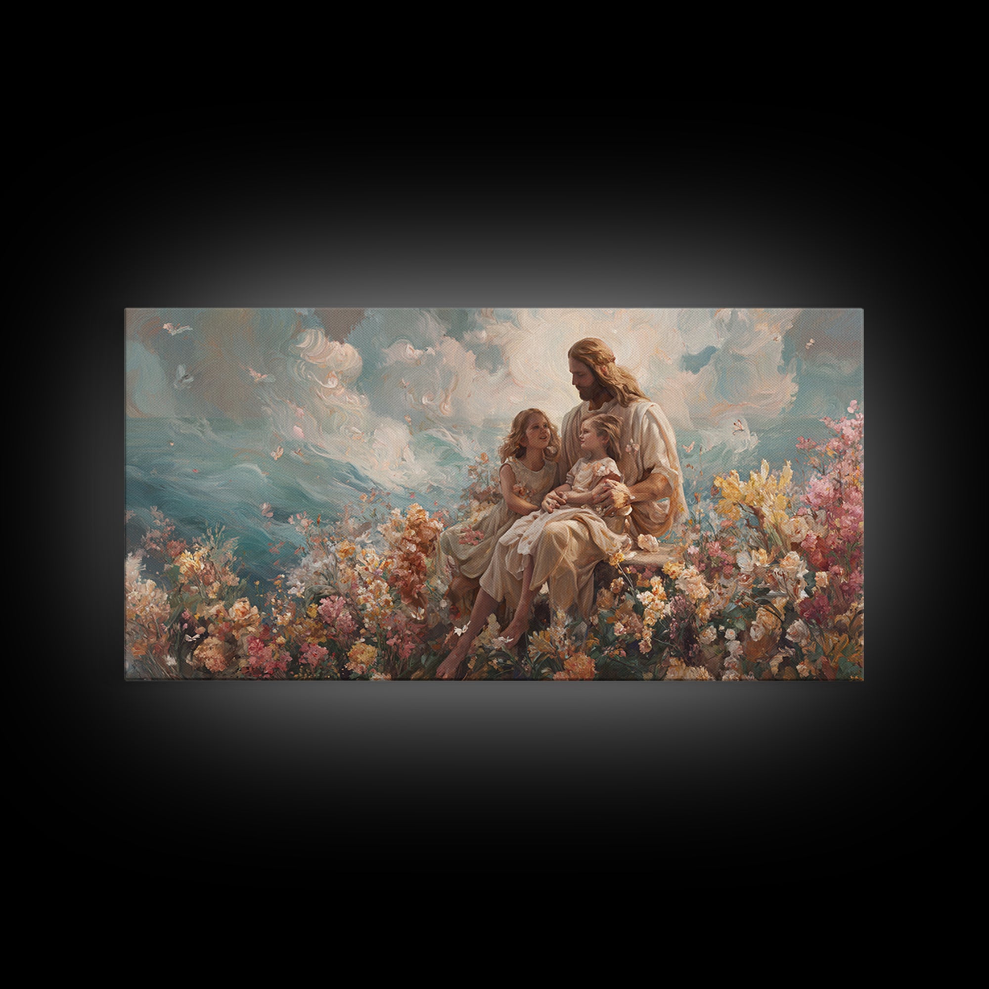 Waves Of Mercy | Framed Canvas Print | Christian Wall Art | Christian Art Canvas | Jesus Painting | Christian Decor | Modern Christian Art