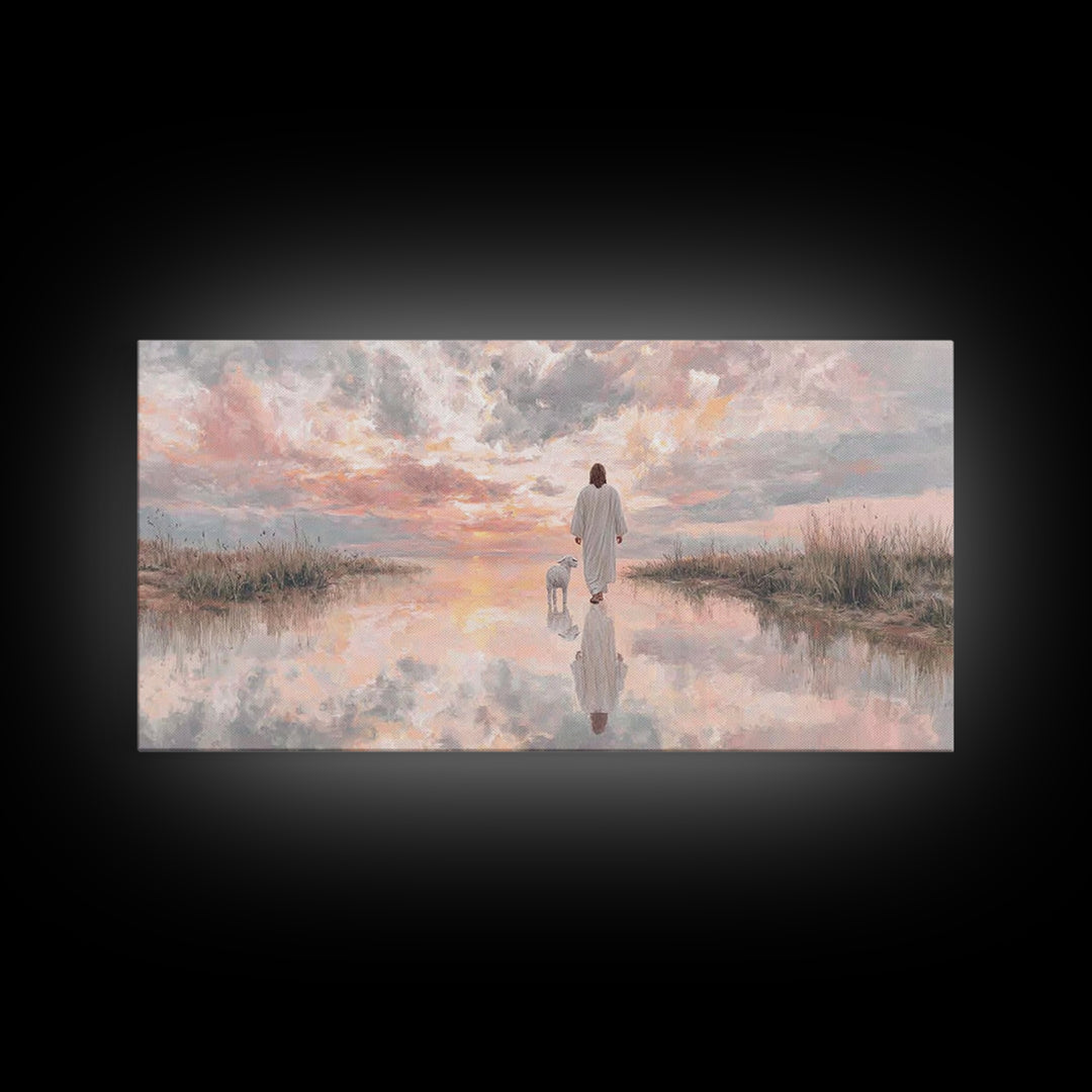 Sunset Promise, Framed Canvas Print, Christian Art Canvas, Christian Wall Art, Jesus Painting, Christian Christmas Art, Modern Christian Pa