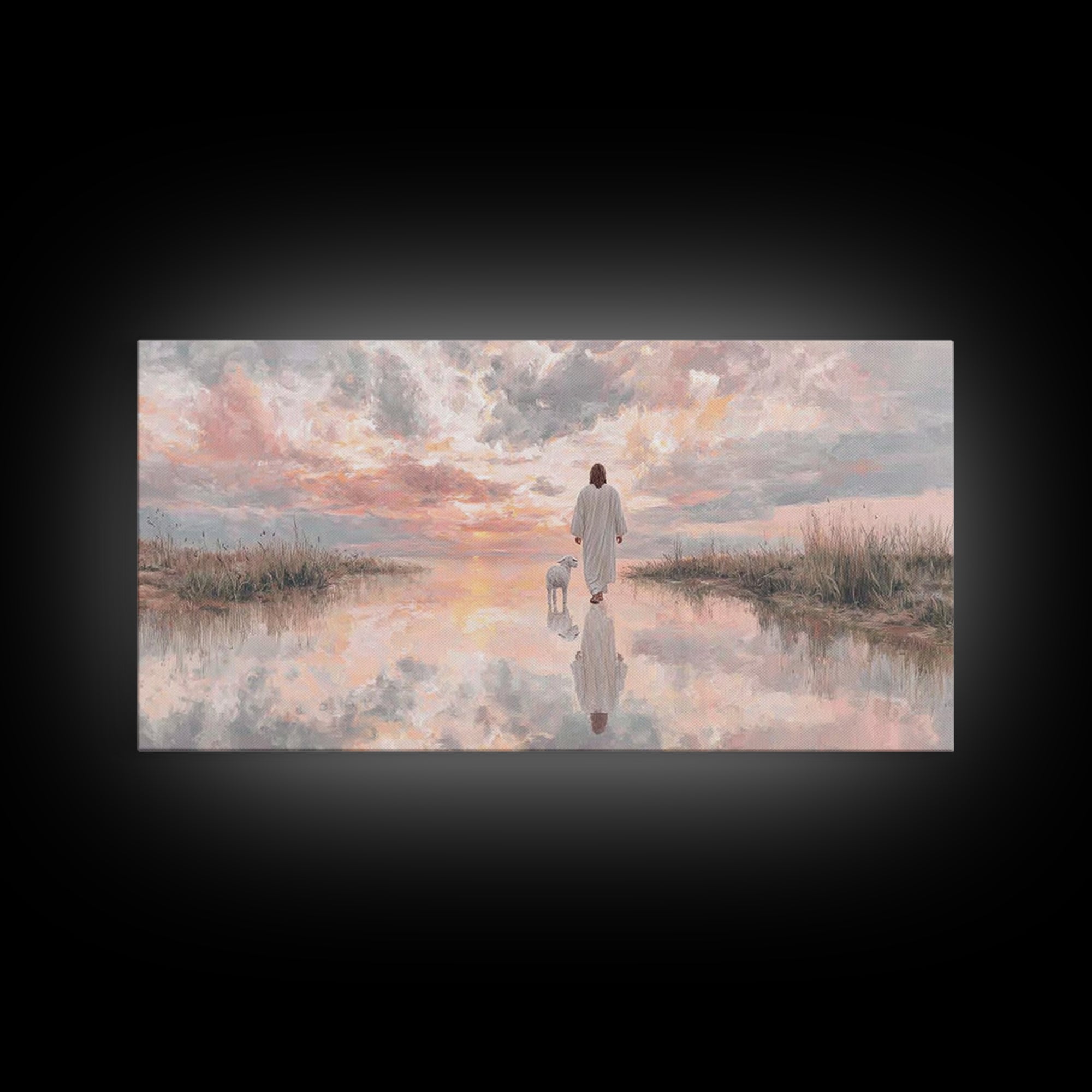 Sunset Promise, Framed Canvas Print, Christian Art Canvas, Christian Wall Art, Jesus Painting, Christian Christmas Art, Modern Christian Pa
