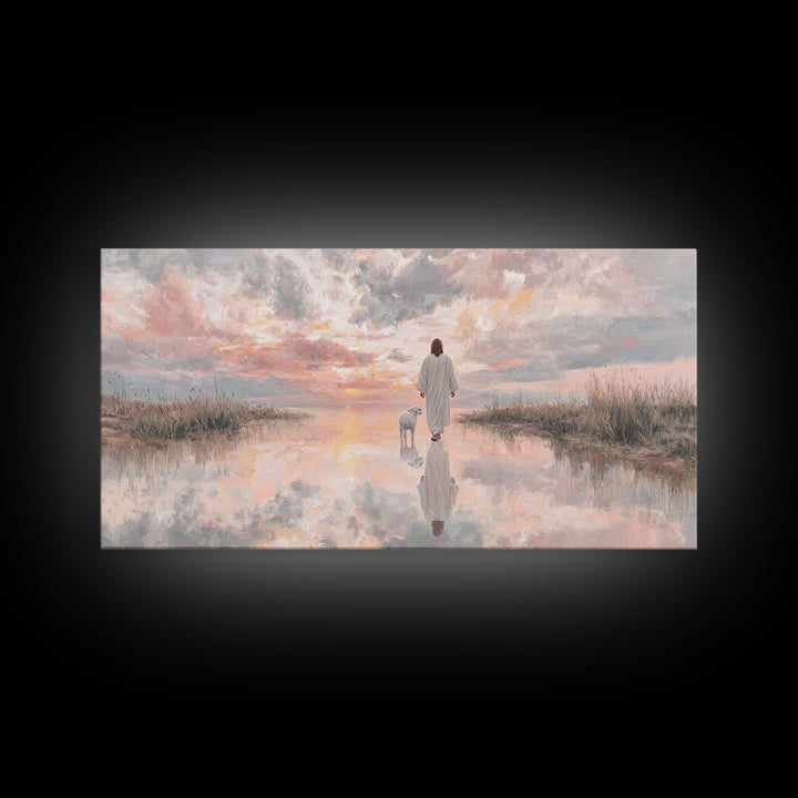 Sunset Promise, Framed Canvas Print, Christian Art Canvas, Christian Wall Art, Jesus Painting, Christian Christmas Art, Modern Christian Pa