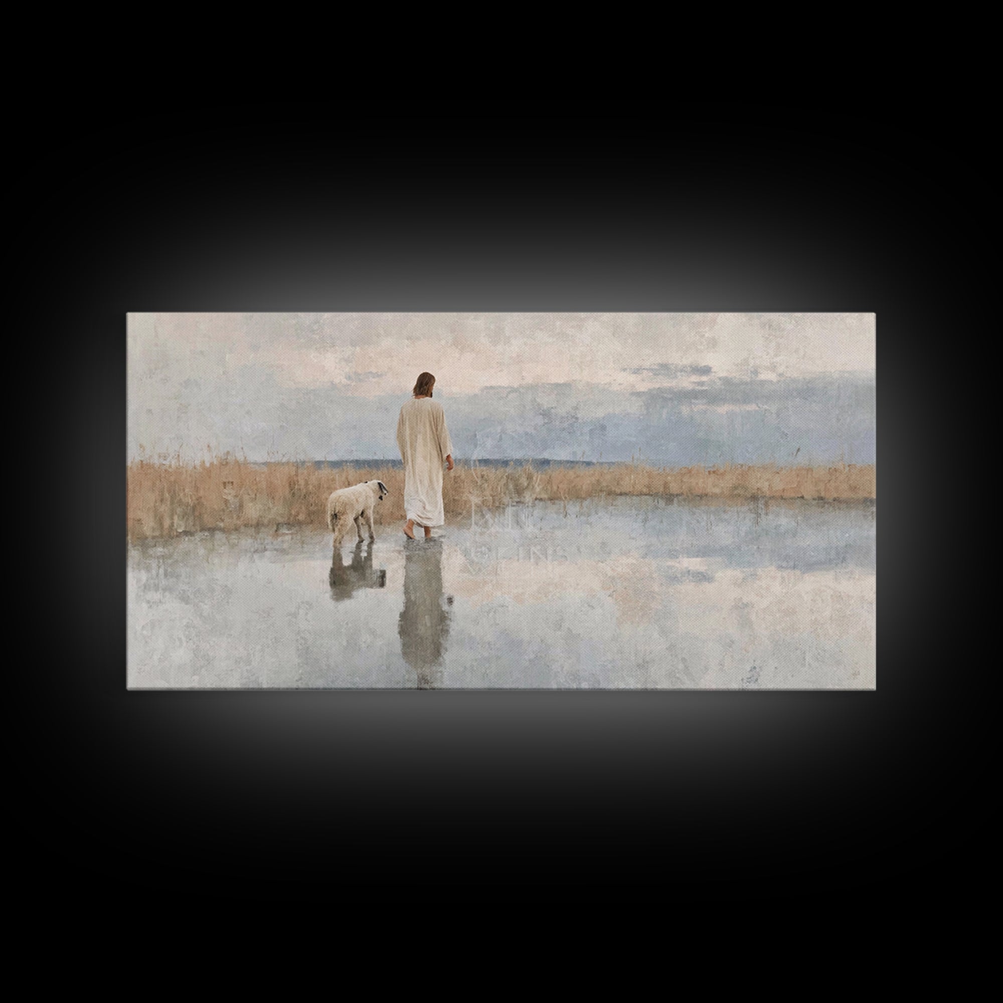 Still Waters Guide – Framed Canvas Print – Christian Art Canvas – Christian Wall Art – Jesus Painting – Abstract Christian Art – Christian