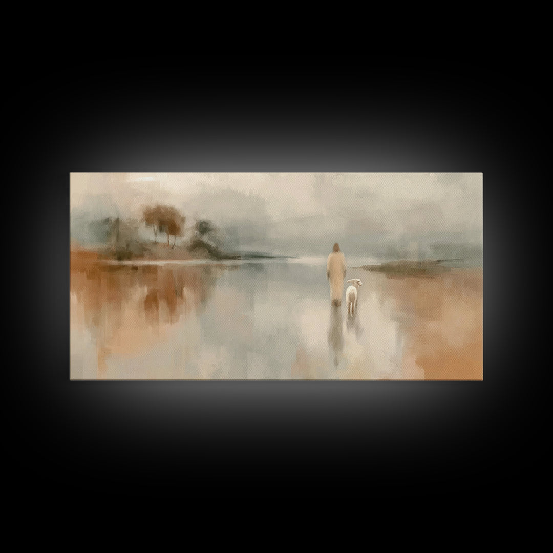 Soft Morning Journey - Framed Canvas Print - Christian Art Canvas - Christian Wall Art - Christian Christmas Art - Jesus Painting