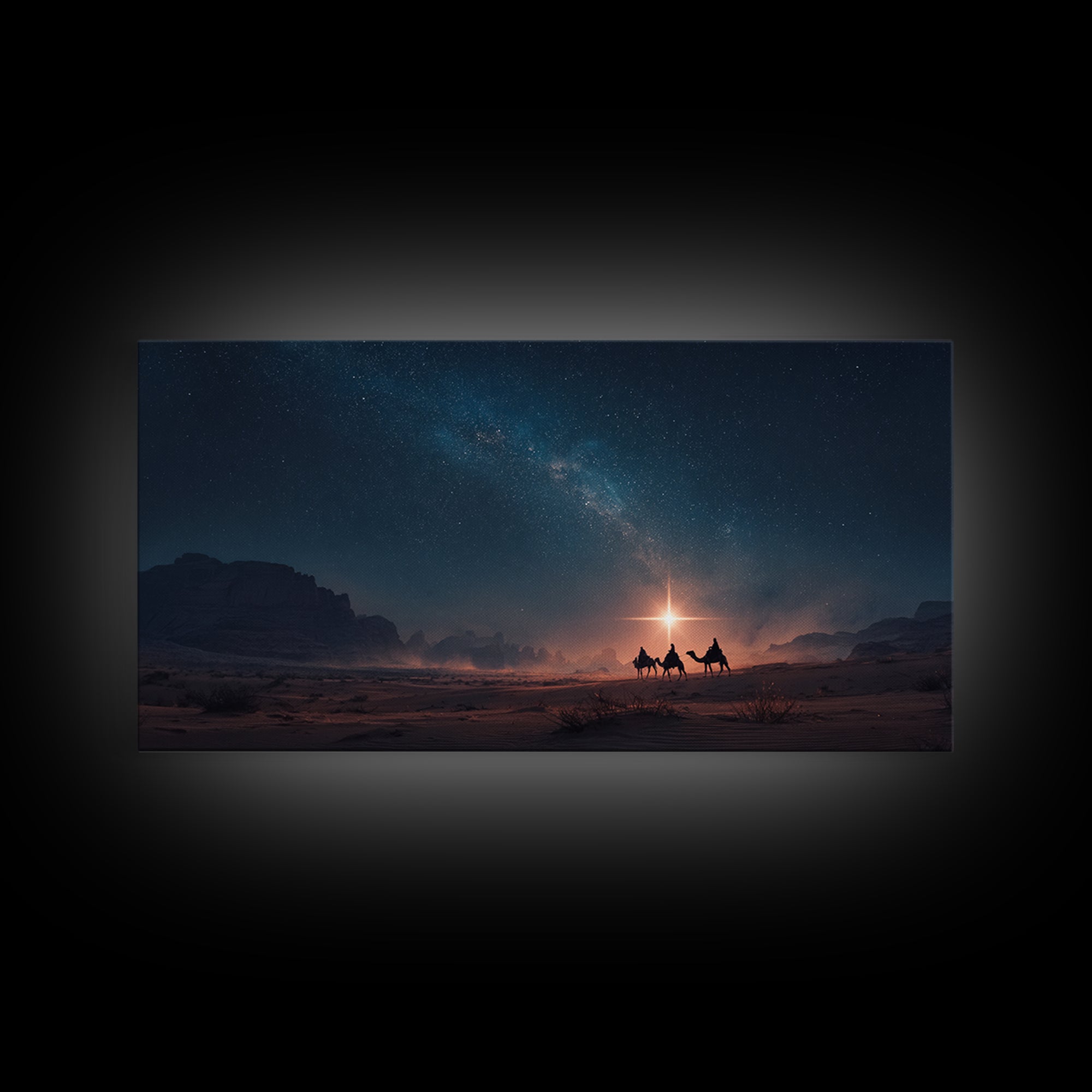 Night Star Caravan – Framed Canvas Print – Jesus Painting – Christian Wall Art – Christian Art Canvas – Christian Art Print – Christmas Art