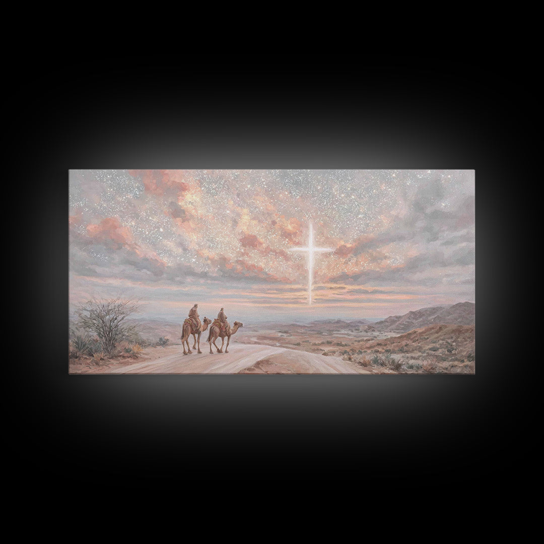 Dawn Of Promise, Framed Canvas Print, Christian Art Print, Christian Wall Art, Jesus Painting, Christian Christmas Art, Christian Art Canva