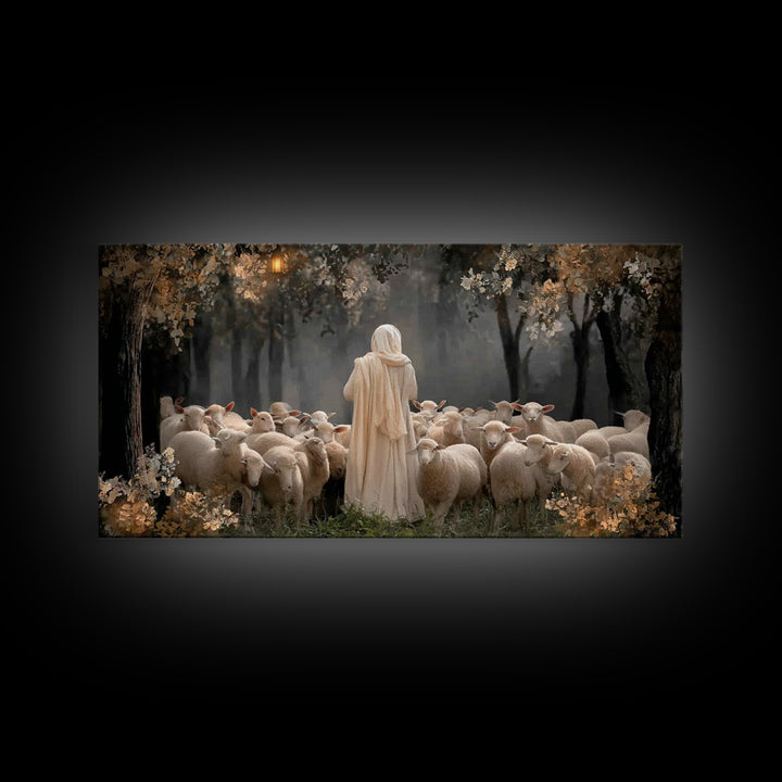 Shepherd’s Care | Framed Canvas Print | Christian Wall Art | Christmas Art | Christian Art Canvas | Jesus Painting | Christian Art Print