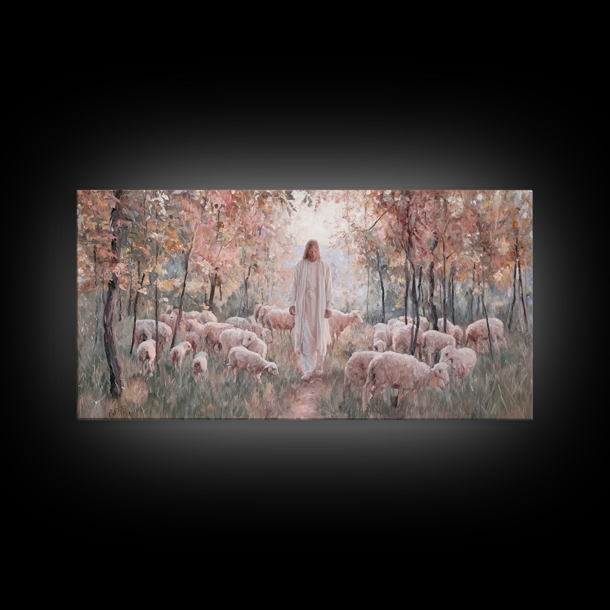Graceful Pasture – Framed Canvas Print – Christian Art Canvas – Christian Art Print – Christian Christmas Art – Jesus Painting – Christian