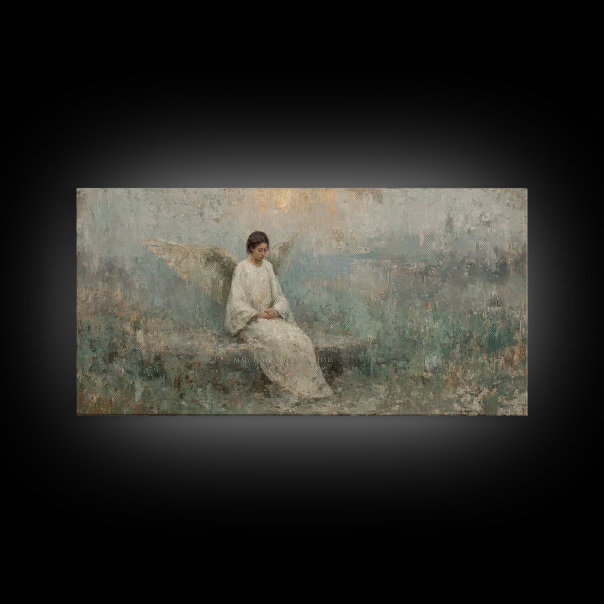 Silent Guardian - Framed Canvas Print - Christian Art Canvas - Angel Christian Art - Christian Wall Art - Subtle Christian Art