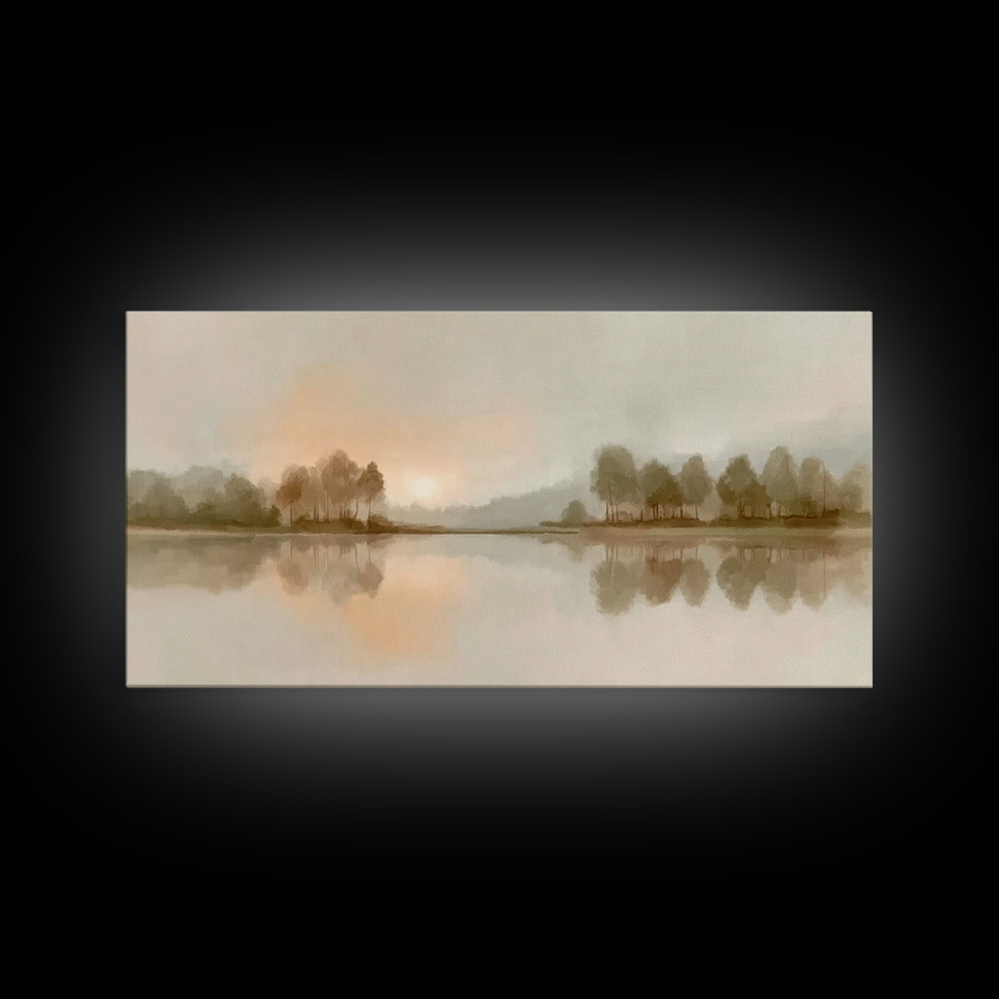 Still Waters Glow - Framed Canvas Print - Christian Wall Art - Minimalist Christian Art - Christian Art Print - Pastoral Scenery