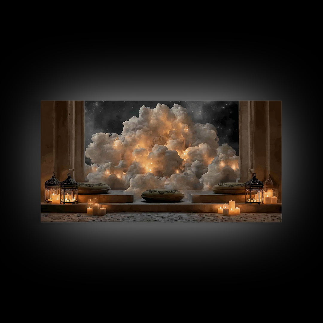 Celestial Glow - Framed Canvas Print - Christian Christmas Art - Christian Art Canvas - Moody Christmas Art - Christian Wall Art