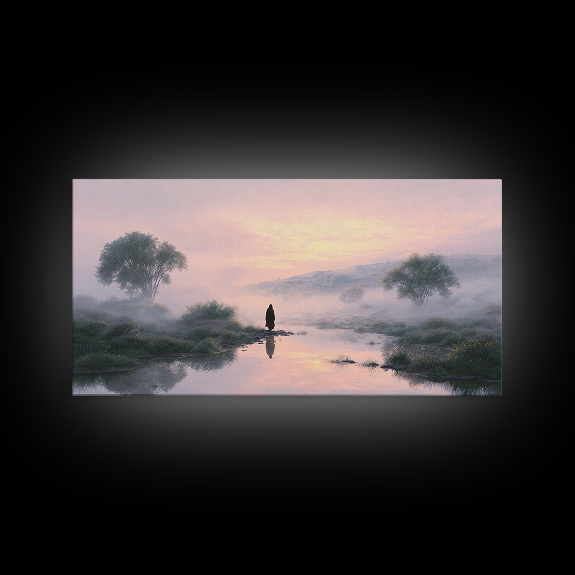 Misty Valley Peace – Framed Canvas Print – Christian Wall Art – Jesus Painting – Christian Art Canvas – Subtle Christian Art – Christian De