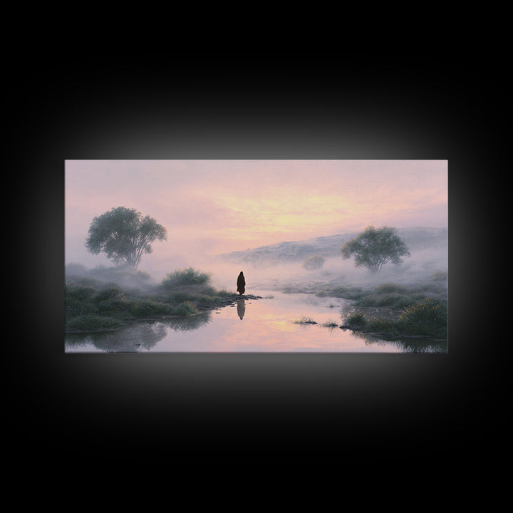 Misty Valley Peace – Framed Canvas Print – Christian Wall Art – Jesus Painting – Christian Art Canvas – Subtle Christian Art – Christian De