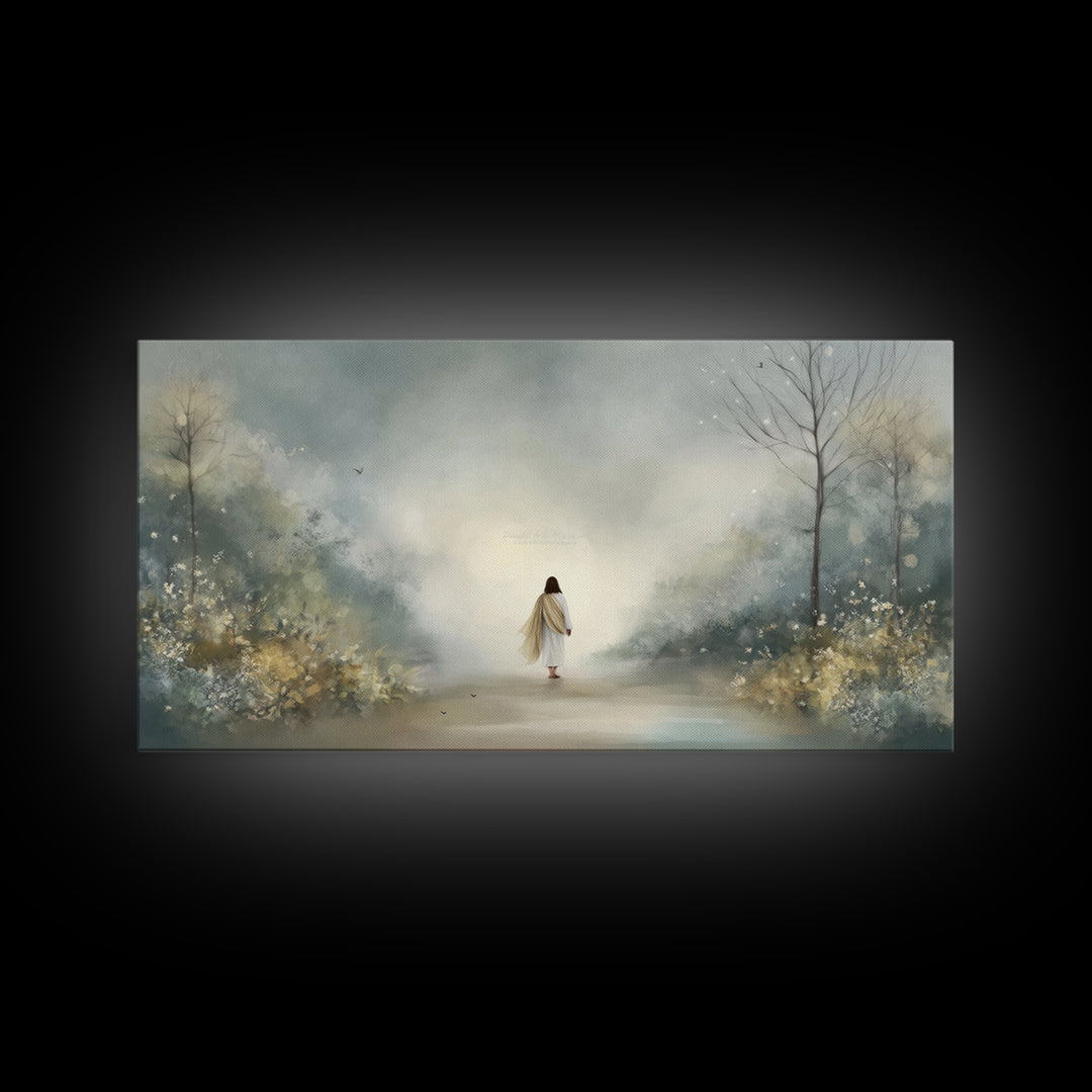 Garden Way Promise, Framed Canvas Print, Christian Wall Art, Jesus Painting, Christian Art Canvas, Modern Christian Art, Christian Gift Ide