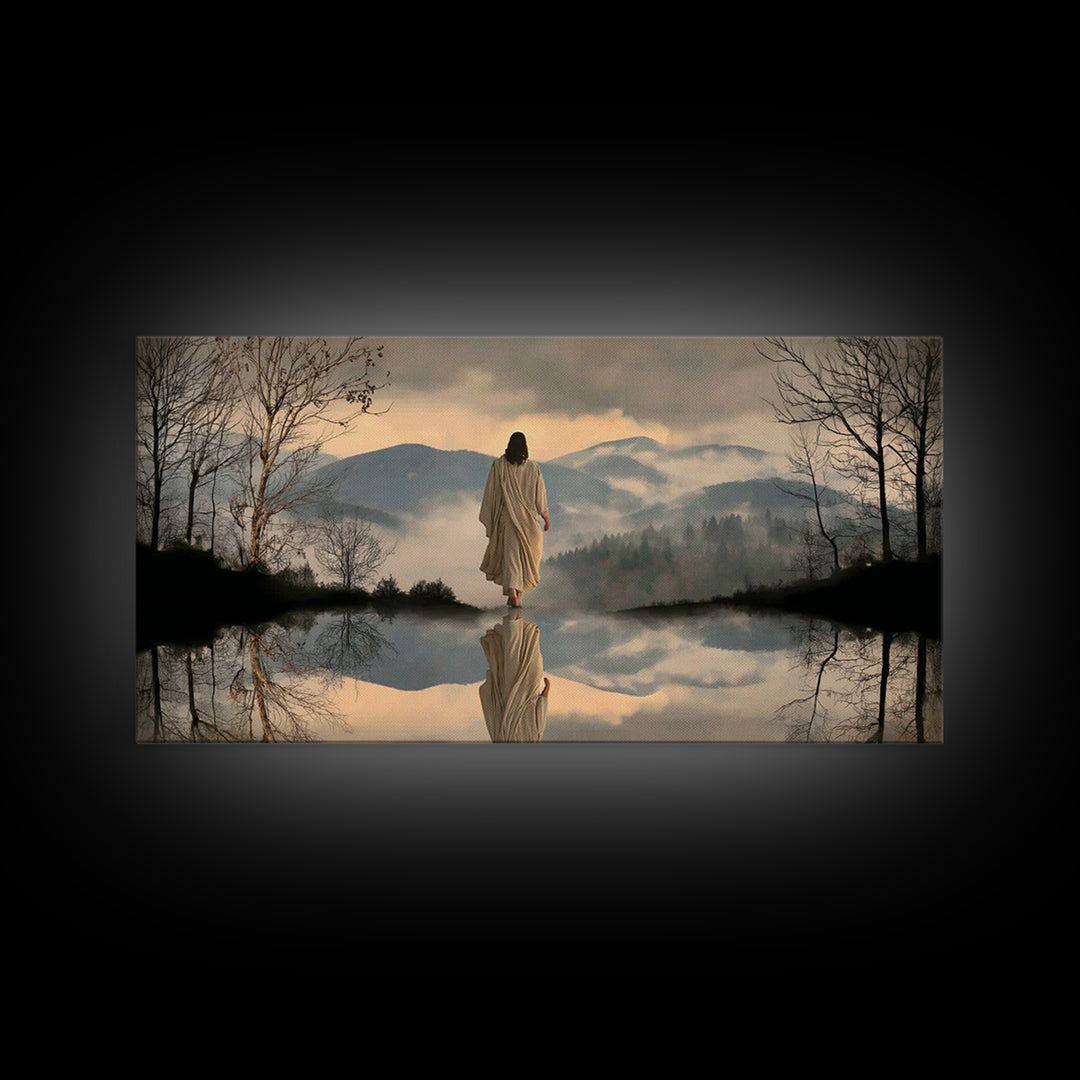 Mountain Peace Journey – Framed Canvas Print – Christian Wall Art – Jesus Painting – Christian Art Canvas – Moody Christian Art – Christian