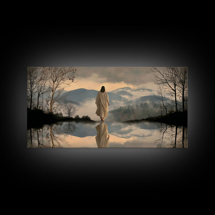 Mountain Peace Journey – Framed Canvas Print – Christian Wall Art – Jesus Painting – Christian Art Canvas – Moody Christian Art – Christian