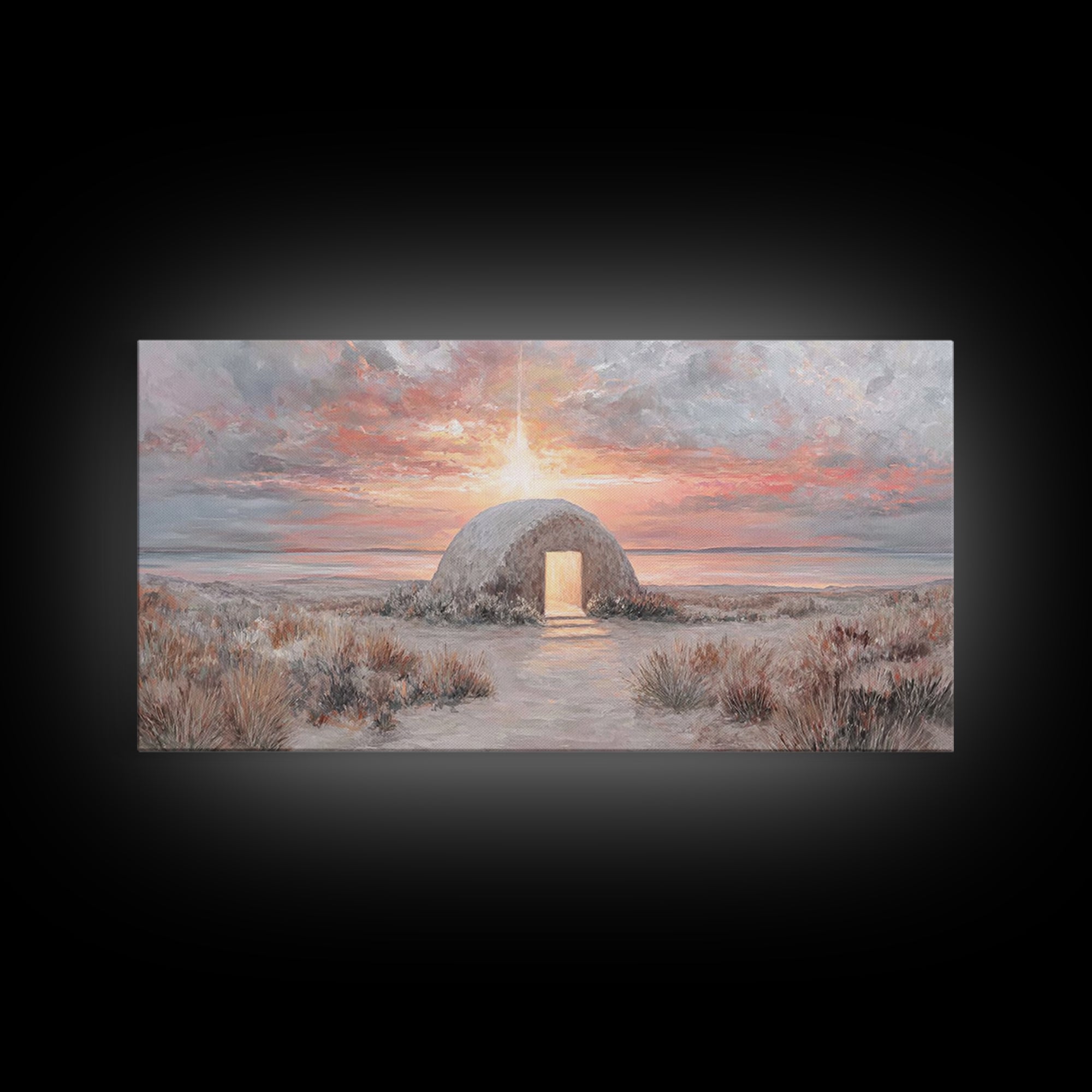 Manger Light – Framed Canvas Print – Christian Christmas Art – Christmas Wall Art – Jesus Painting – Christian Art Canvas – Christian Decor