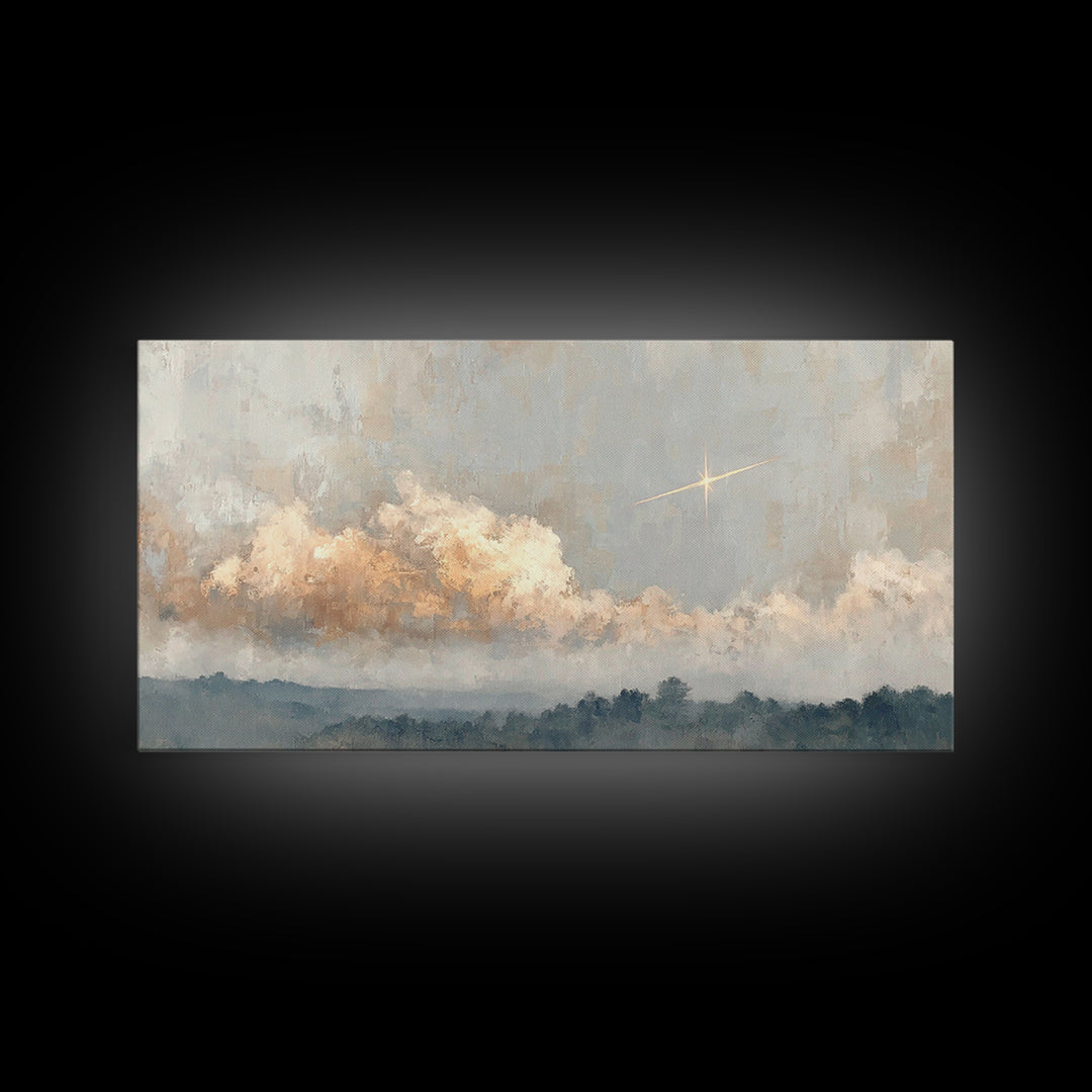Guiding Star Dawn | Framed Canvas Print | Christian Wall Art | Subtle Christian Art | Christmas Art Work | Christian Art Canvas