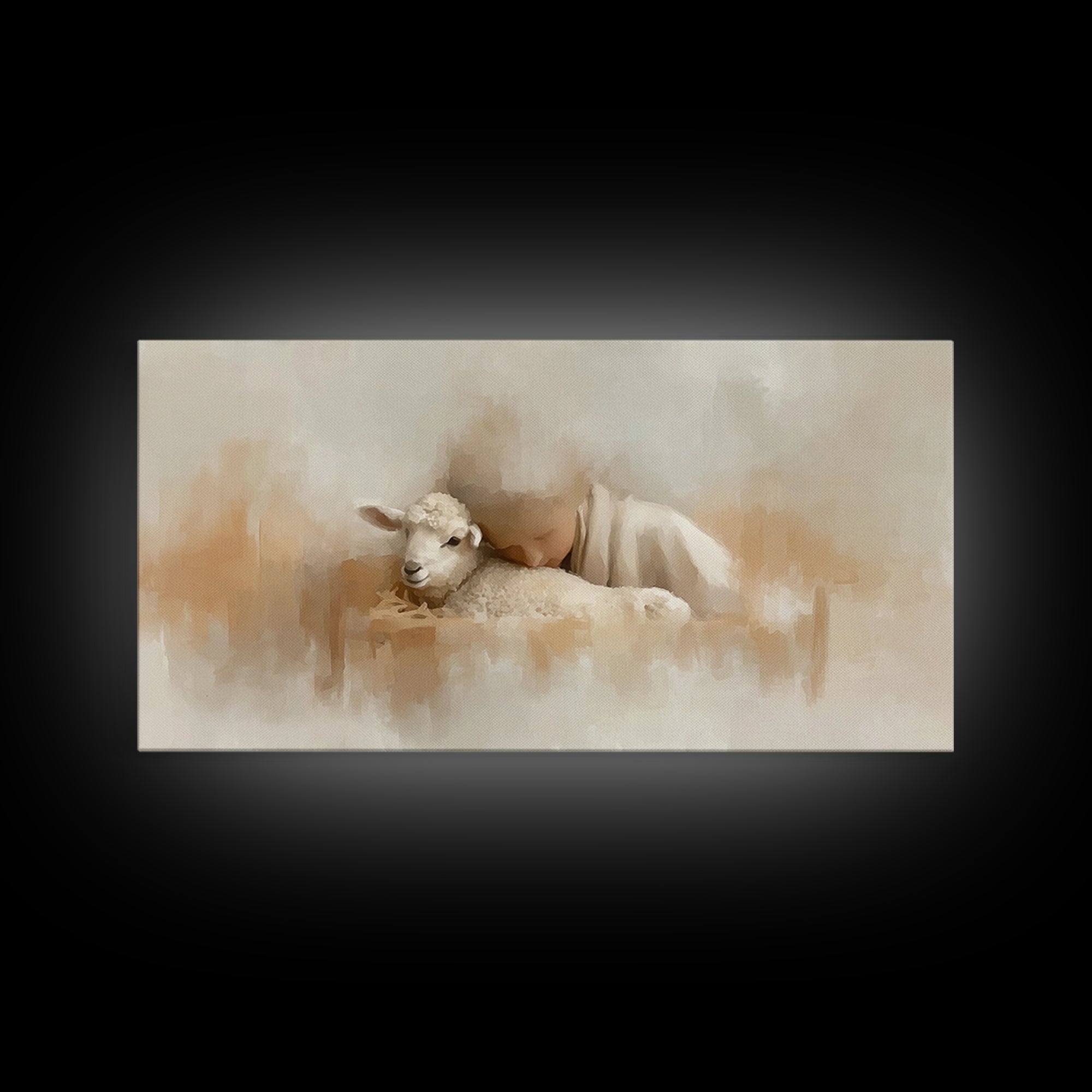 Tender Blessing Light, Framed Canvas Print, Christian Art Canvas, Christian Wall Art, Jesus Painting, Christmas Art, Christian Gift Ideas