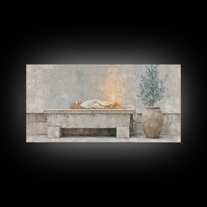 Nativity Dawn – Framed Canvas Print | Christian Christmas Art | Christmas Wall Art | Jesus Christmas Art | Christian Art Canvas | Christmas