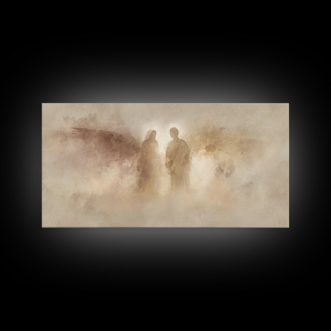 Heavenly Silhouettes – Framed Canvas Print – Christian Wall Art – Christmas Art Framed – Christian Art Canvas – Christian Christmas Decor