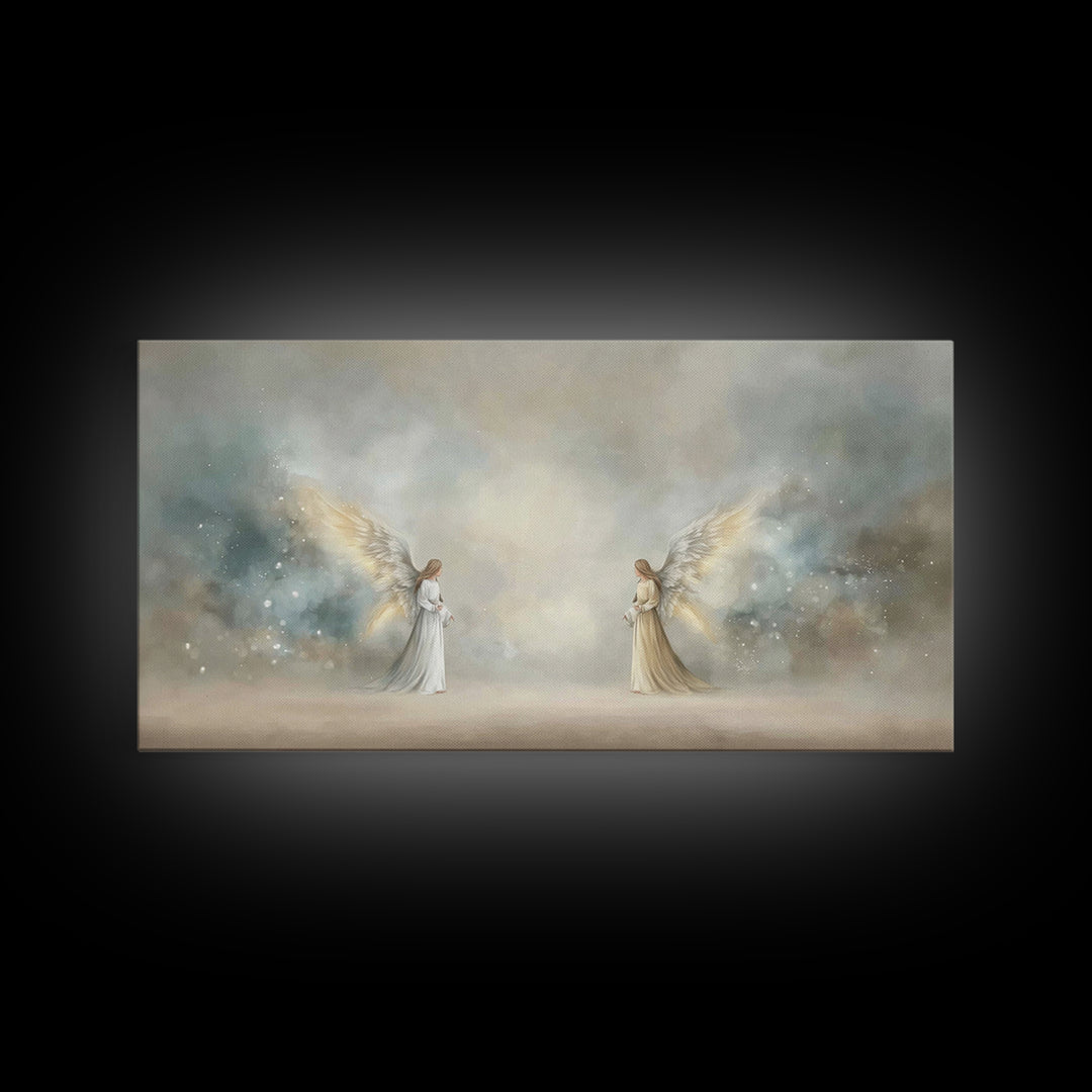 Serene Messengers – Framed Canvas Print – Christian Art Canvas – Framed Christian Art – Christian Christmas Art – Christmas Wall Art