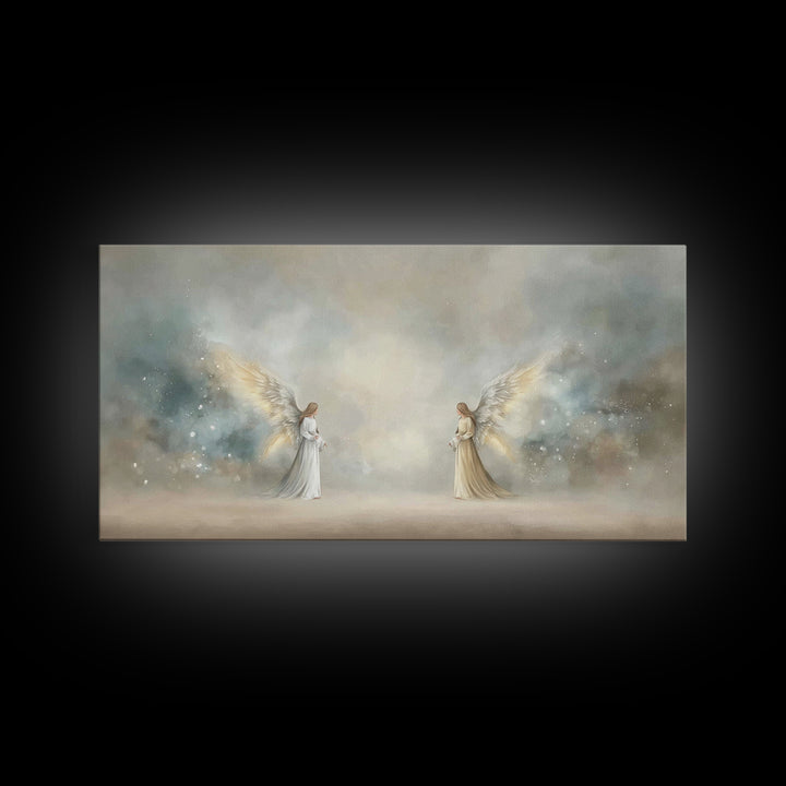 Serene Messengers – Framed Canvas Print – Christian Art Canvas – Framed Christian Art – Christian Christmas Art – Christmas Wall Art