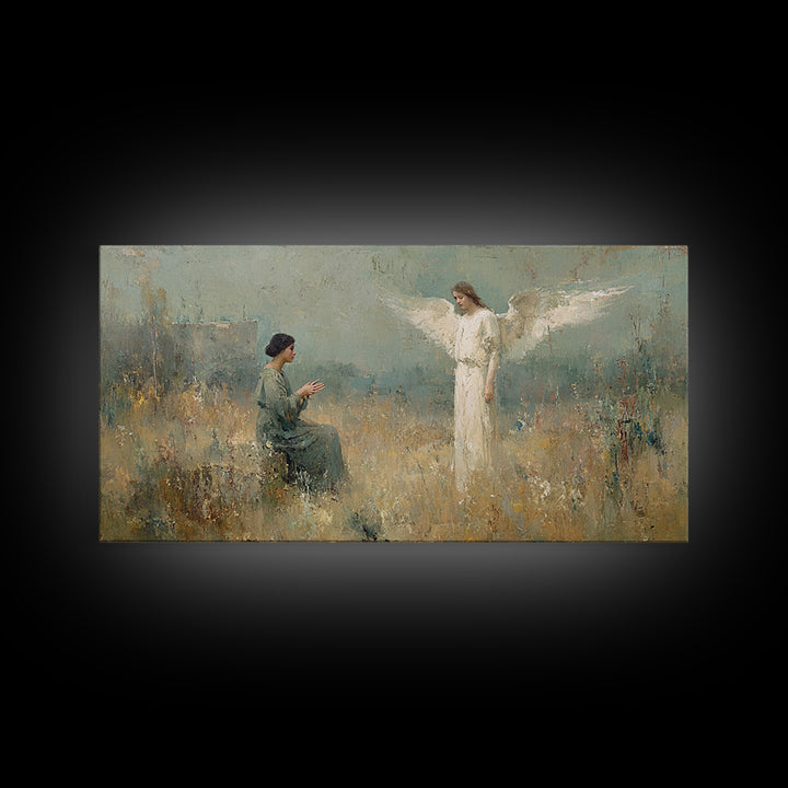 Gentle Annunciation – Framed Canvas Print – Christian Art Canvas – Christian Art Print – Vintage Christian Art – Christian Wall Art