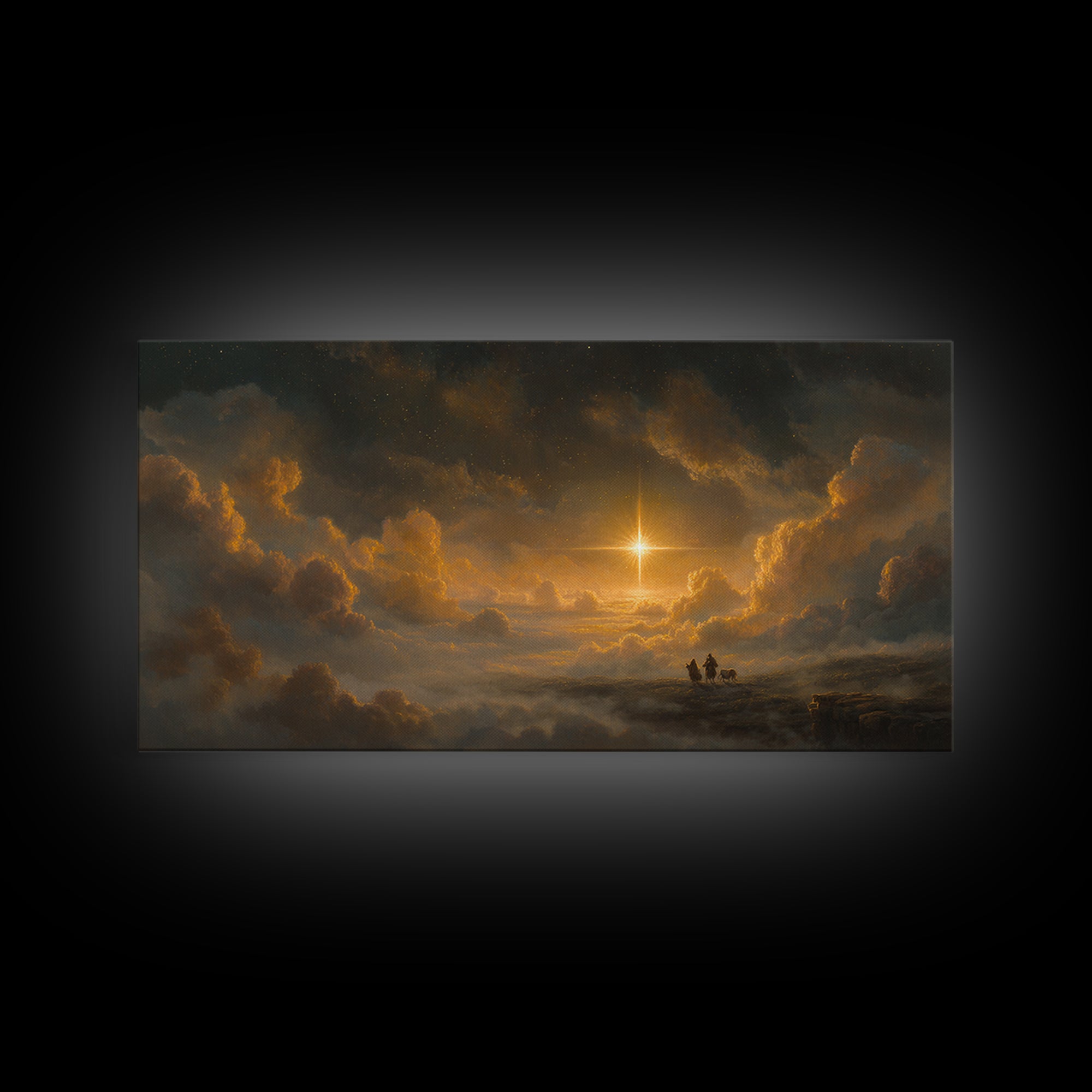 The Guiding Star - Framed Canvas Print - Christian Wall Art - Christmas Canvas Wall Art - Moody Christmas Art - Christian Christmas Art