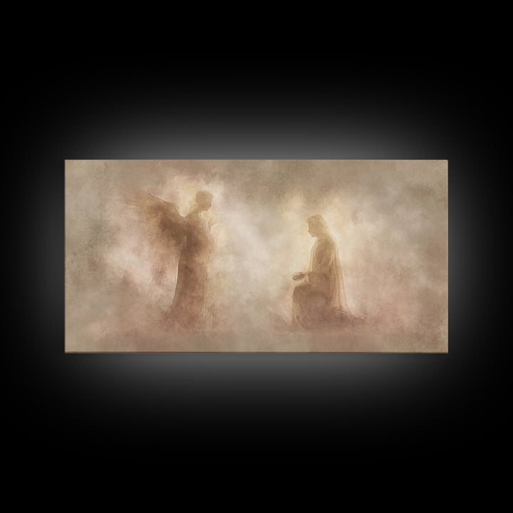 Sacred Encounter, Framed Canvas Print, Christian Art Canvas, Christian Painting, Subtle Christian Art, Christian Decor For Home, Modern Chr