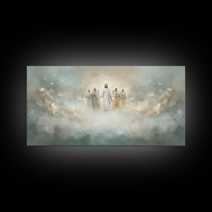 Clouds Of Glory, Framed Canvas Print, Christian Art Canvas, Jesus Painting, Christian Wall Art, Christian Christmas Decor, Modern Christian