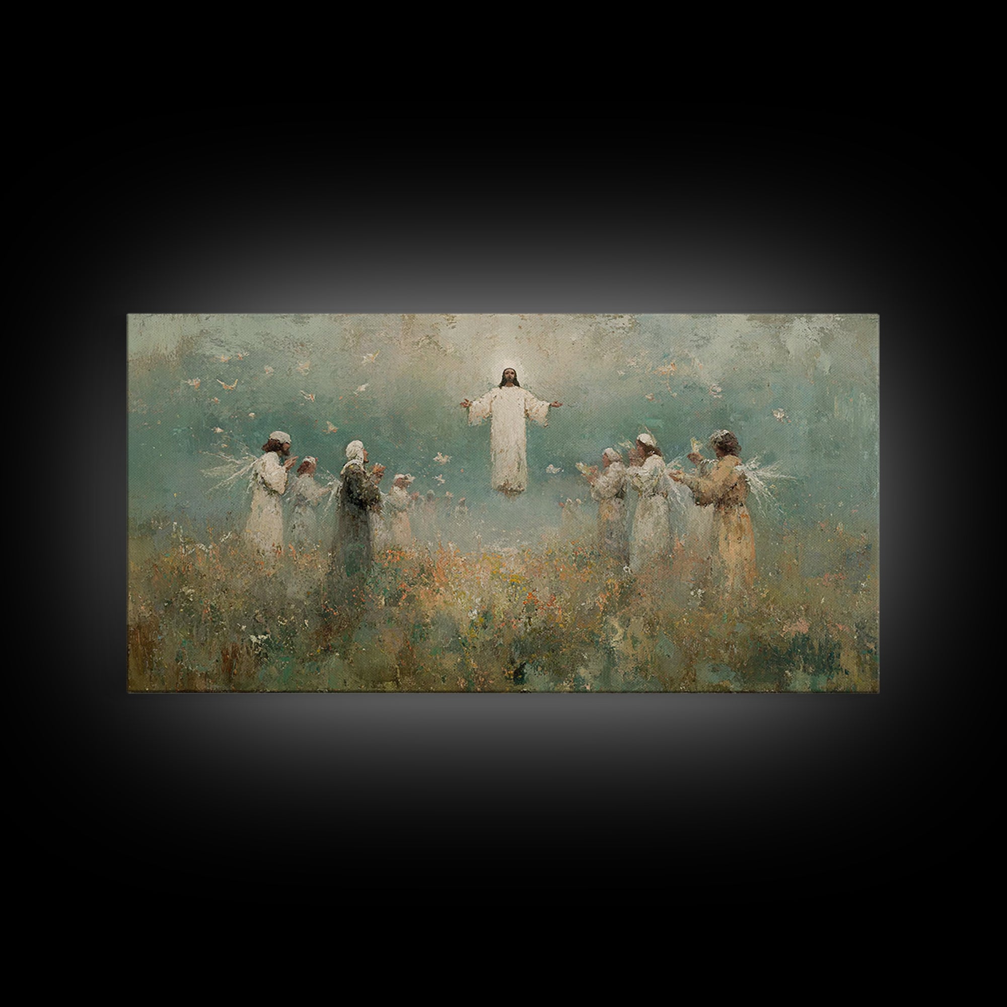 Ascension Field | Framed Canvas Print | Christian Art Print | Jesus Painting | Vintage Christian Art | Christian Wall Art | Christian Gift