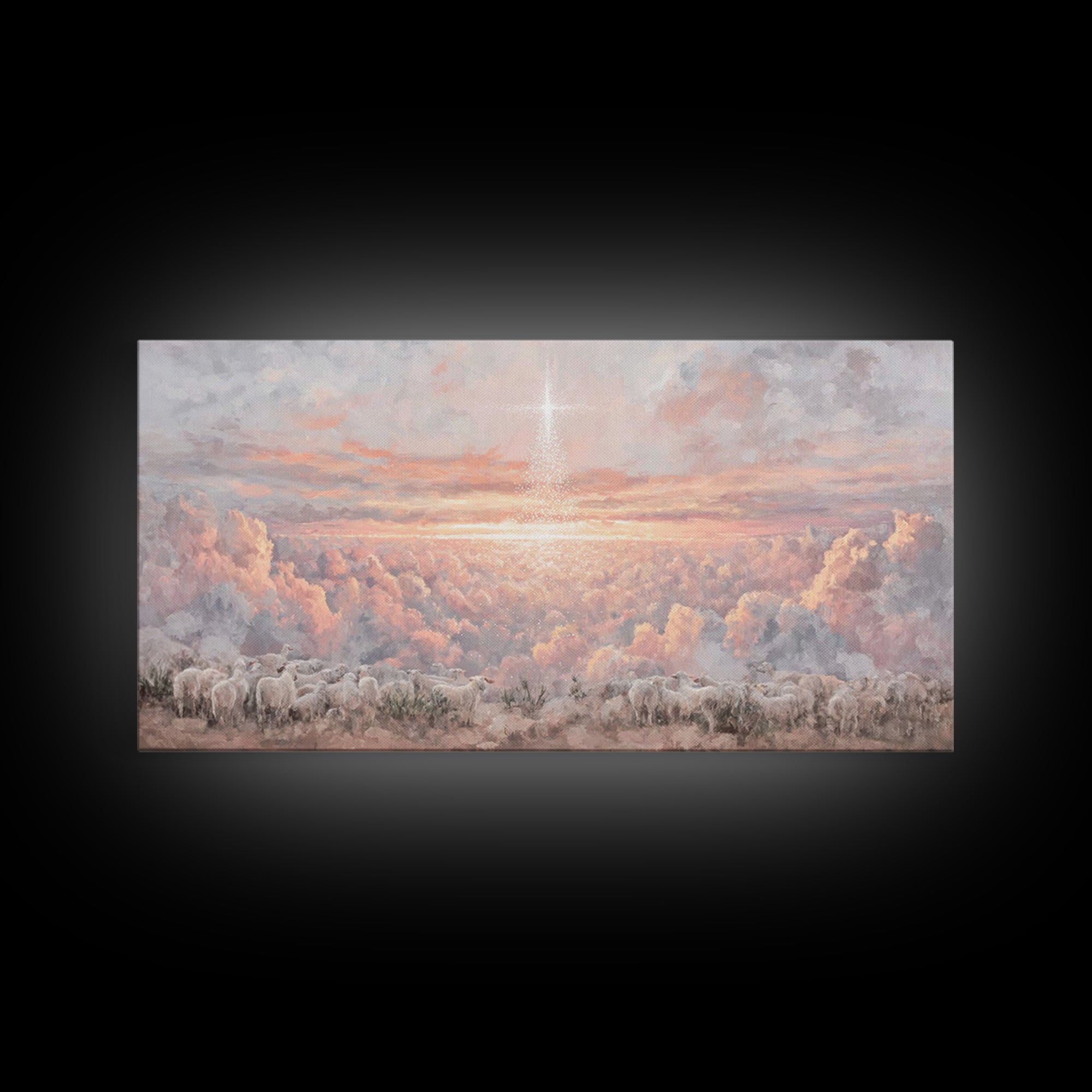 Shepherds Of Dawn - Framed Canvas Print - Christian Art Print - Christmas Wall Art - Modern Christmas Art - Christian Gift Ideas