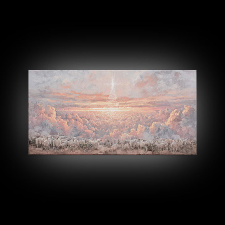 Shepherds Of Dawn - Framed Canvas Print - Christian Art Print - Christmas Wall Art - Modern Christmas Art - Christian Gift Ideas