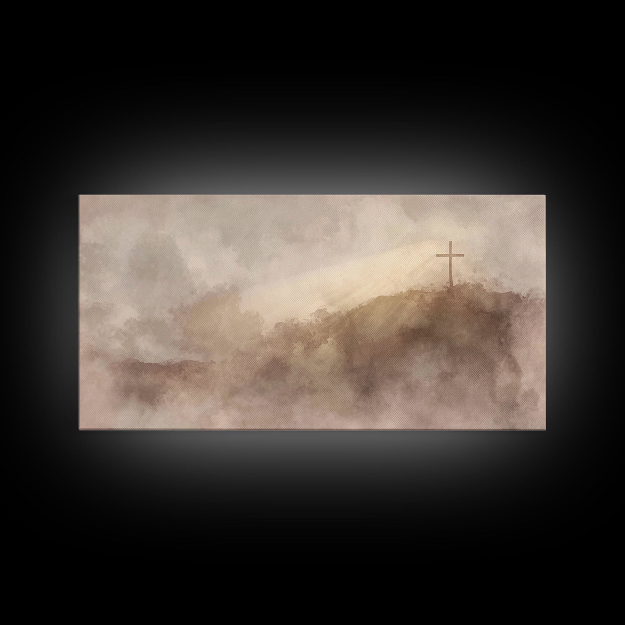 Hilltop Grace – Framed Canvas Print – Christian Wall Art – Christian Art Canvas – Christian Painting – Christian Decor – Christmas Art