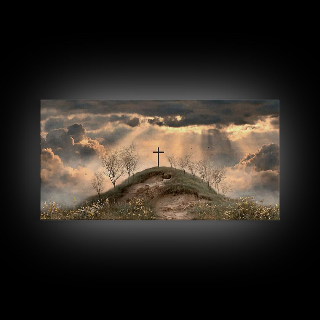 Crosslight Summit | Framed Canvas Print | Christian Wall Art | Moody Christian Art | Christian Art Canvas | Christian Decor For Home | Chri