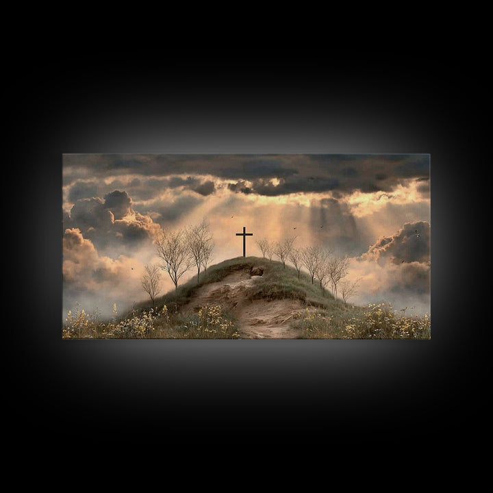 Crosslight Summit | Framed Canvas Print | Christian Wall Art | Moody Christian Art | Christian Art Canvas | Christian Decor For Home | Chri