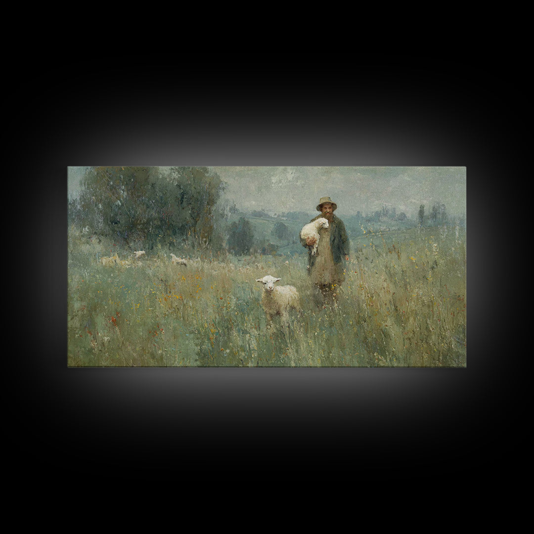 Fields Of Peace | Framed Canvas Print | Christian Art Canvas | Christian Wall Art | Pastoral Christian Art | Christian Painting | Christian
