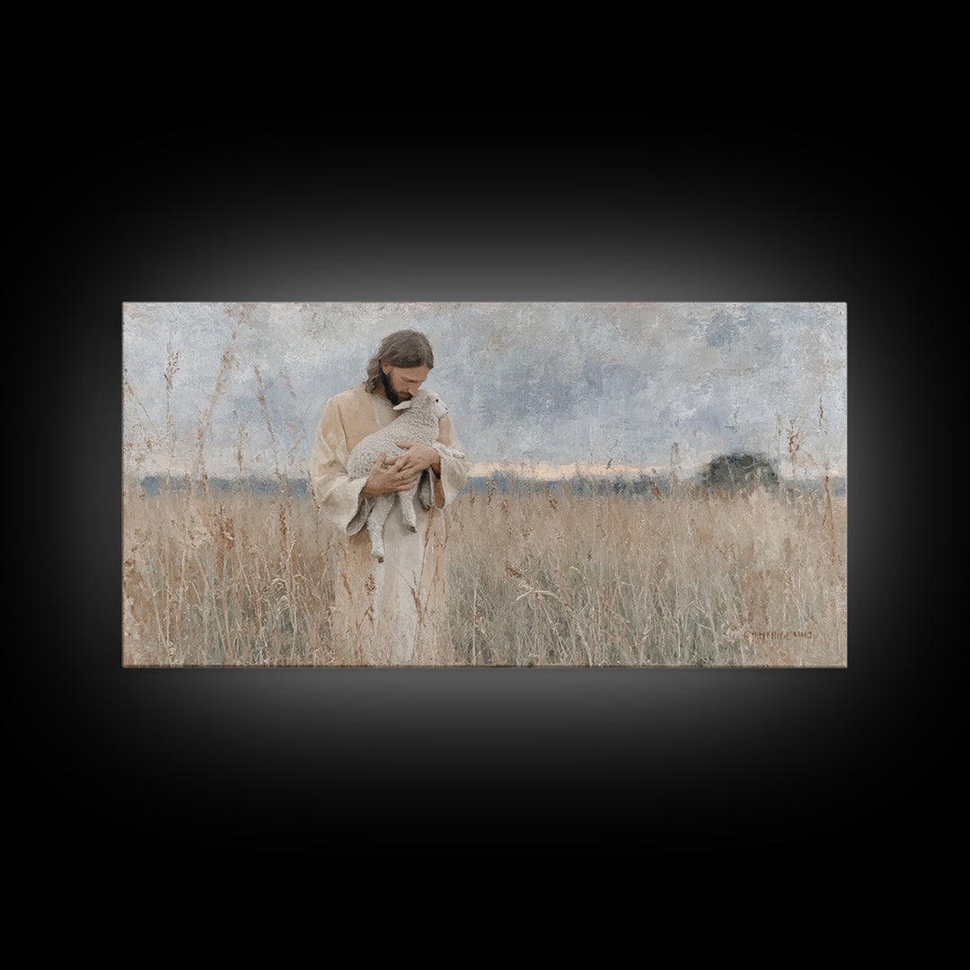 Field Of Compassion - Framed Canvas Print - Christian Art Canvas - Jesus Painting - Minimalist Christian Art - Christian Gift Ideas