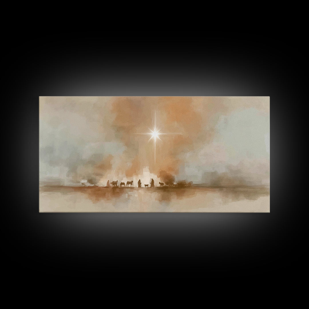 Desert Star Path - Framed Canvas Print - Christian Christmas Art - Vintage Christmas Art - Christmas Canvas Wall Art - Christian Art Print