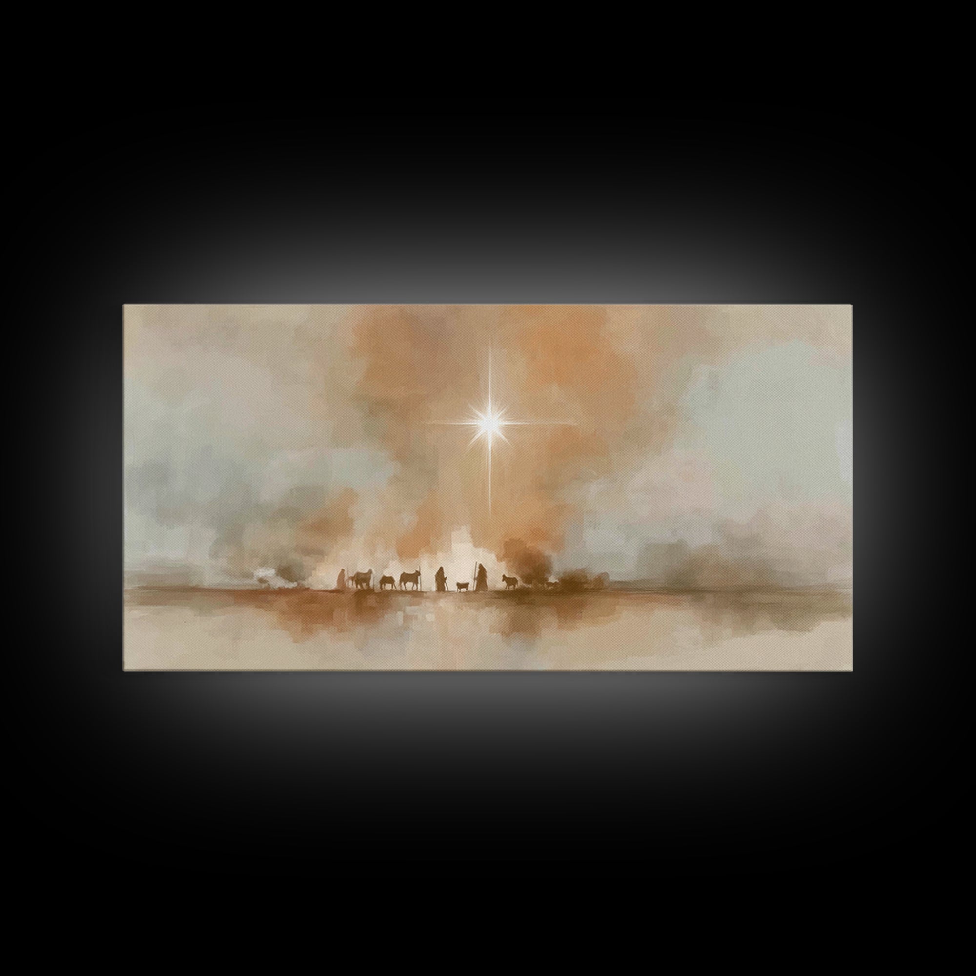 Desert Star Path - Framed Canvas Print - Christian Christmas Art - Vintage Christmas Art - Christmas Canvas Wall Art - Christian Art Print