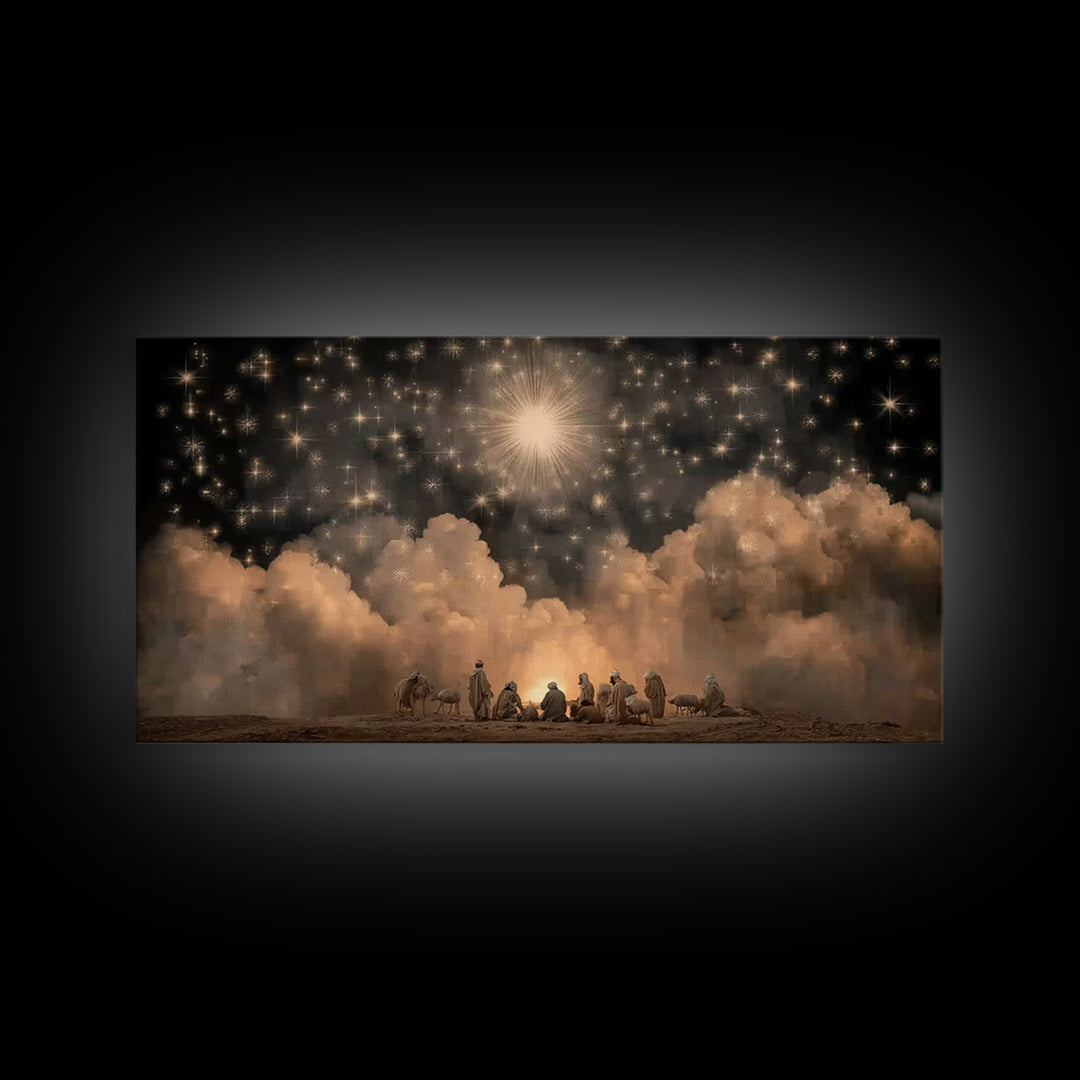 Radiant Heavens - Framed Canvas Print - Christmas Art Framed - Christian Christmas Art - Modern Christian Art - Christian Decorations