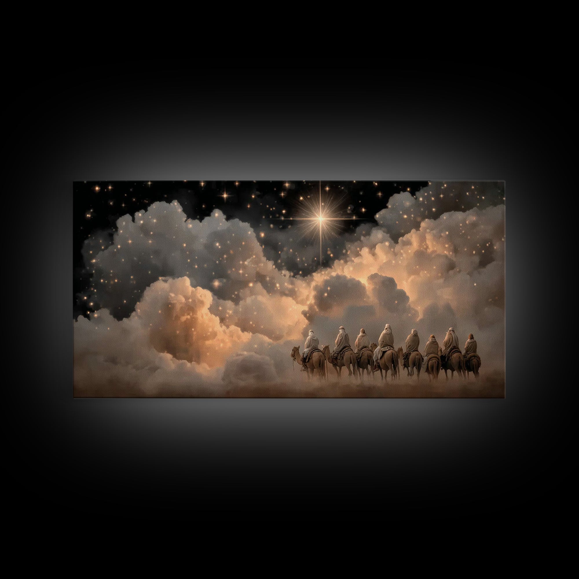 Star Of The East - Framed Canvas Print - Christmas Canvas Wall Art - Christian Christmas Art - Christian Art Canvas - Moody Christmas Art