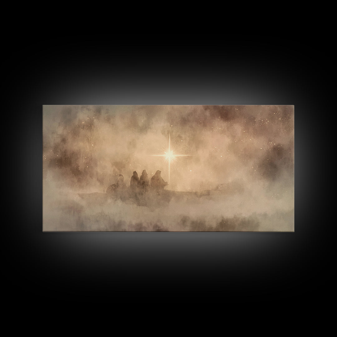 Starborn Wonder - Framed Canvas Print - Christian Christmas Art - Christmas Wall Art - Moody Christmas Art - Christian Art Canvas